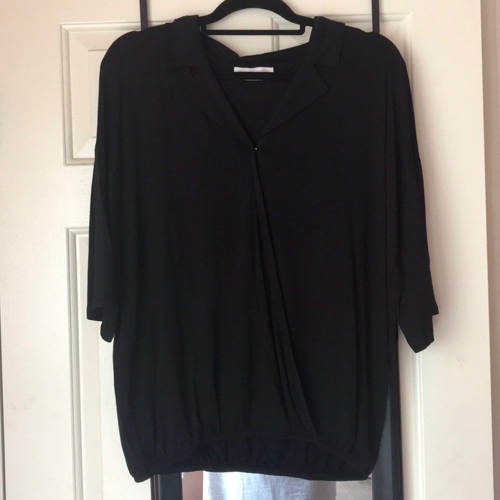 Forever 21 Black Surplice Collared Top